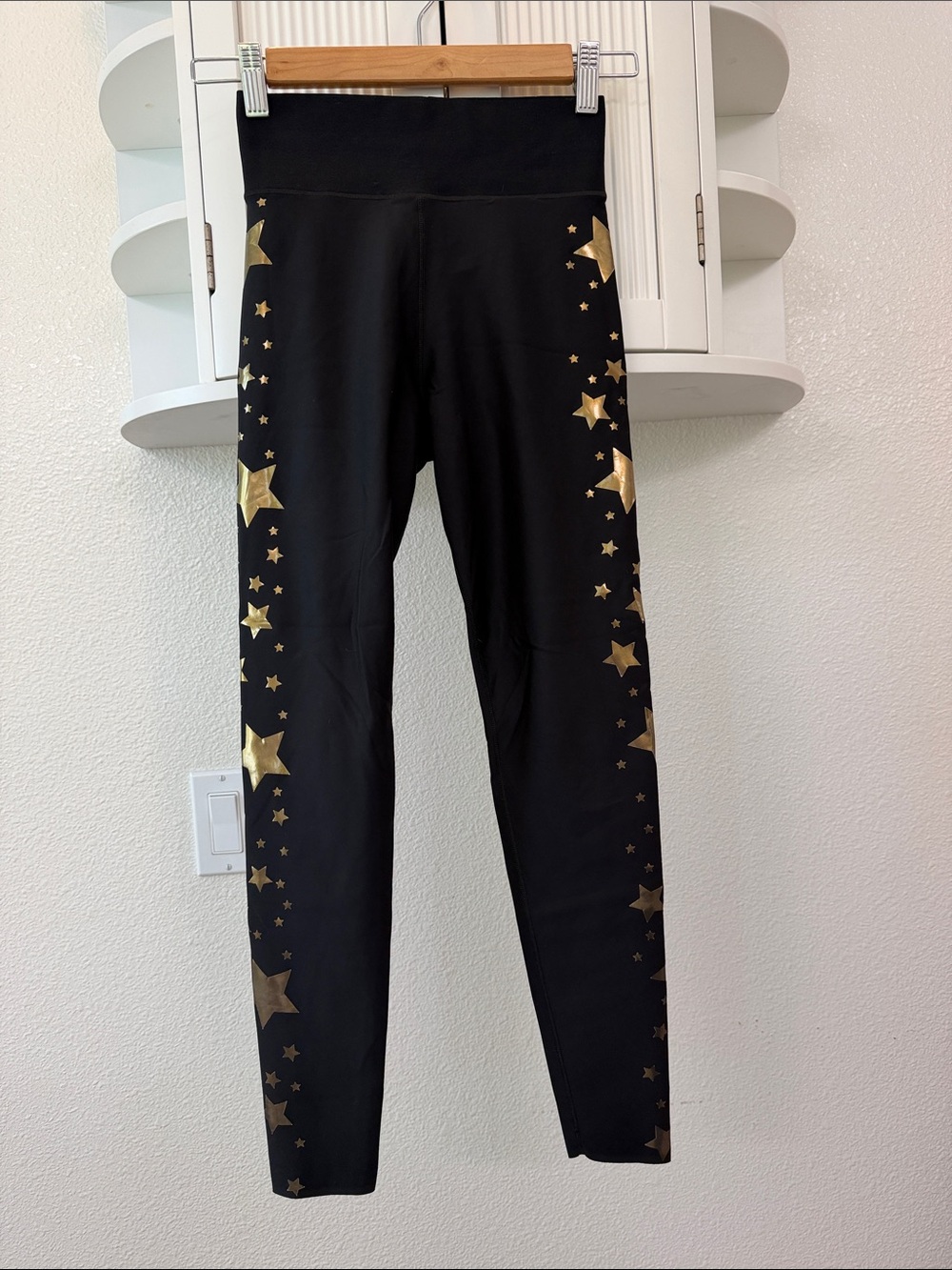 Ultracor Knockout Black Leggings with Gold Foil Star Print